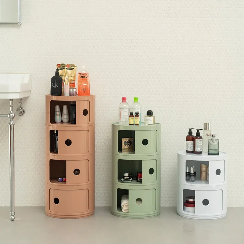 Nordic Luxury Multifunctional Plastic Bathroom Storage Cabinet, Colorful Multi-layer Creative Master Design Storage Cabinet