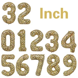 1Pcs 32 Inch Cheetah Leopard Print Digital Aluminum Film Balloon 1-9digital Balloon Kids Jungle Safari Birthday Party Decoration
