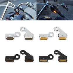 2X Motorcycle LED E Mark Turn Signal Light Amber Indicator Run Mini Lamp For Harley Touring 2009-2017 Softail 2015-2020