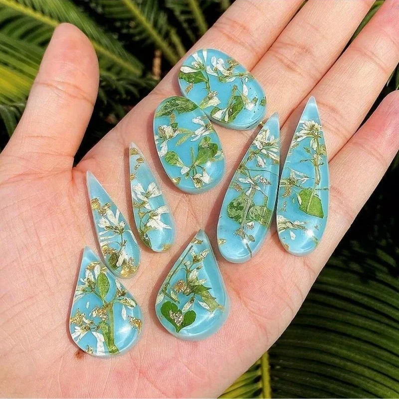 قالب سيليكون على شكل أقراط مع 41 شكلًا، قالب راتينج مستطيل على شكل دمعة متدلية بالأشعة فوق البنفسجية، قالب صب لصنع المجوهرات كابوشون