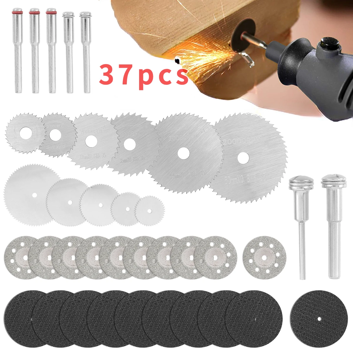 

37Pcs Diamond Cutting Discs Metal Saw Resin Cut-Off Wheels Diamond Blade Set HSS Mini Circular Saw Blade For Rotary Tools