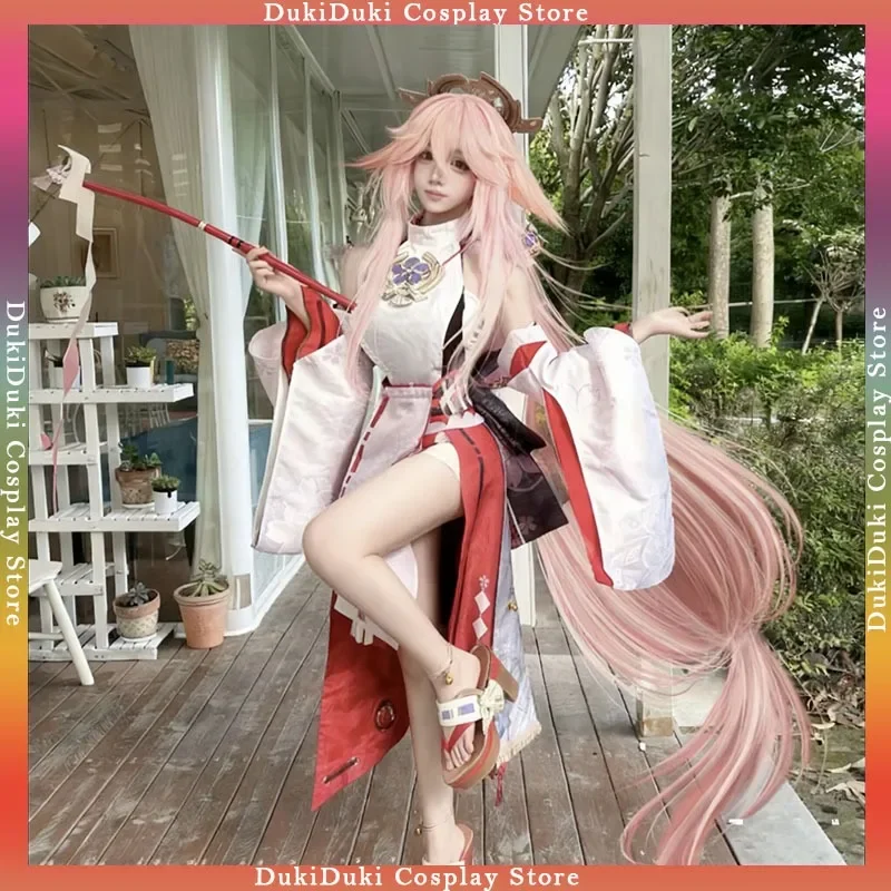 

Genshin Impact Yae Miko Cosplay Costume Women Anime Inspired Elegant Pink Shrine Maiden Style Outfit Character Design Aesthetic