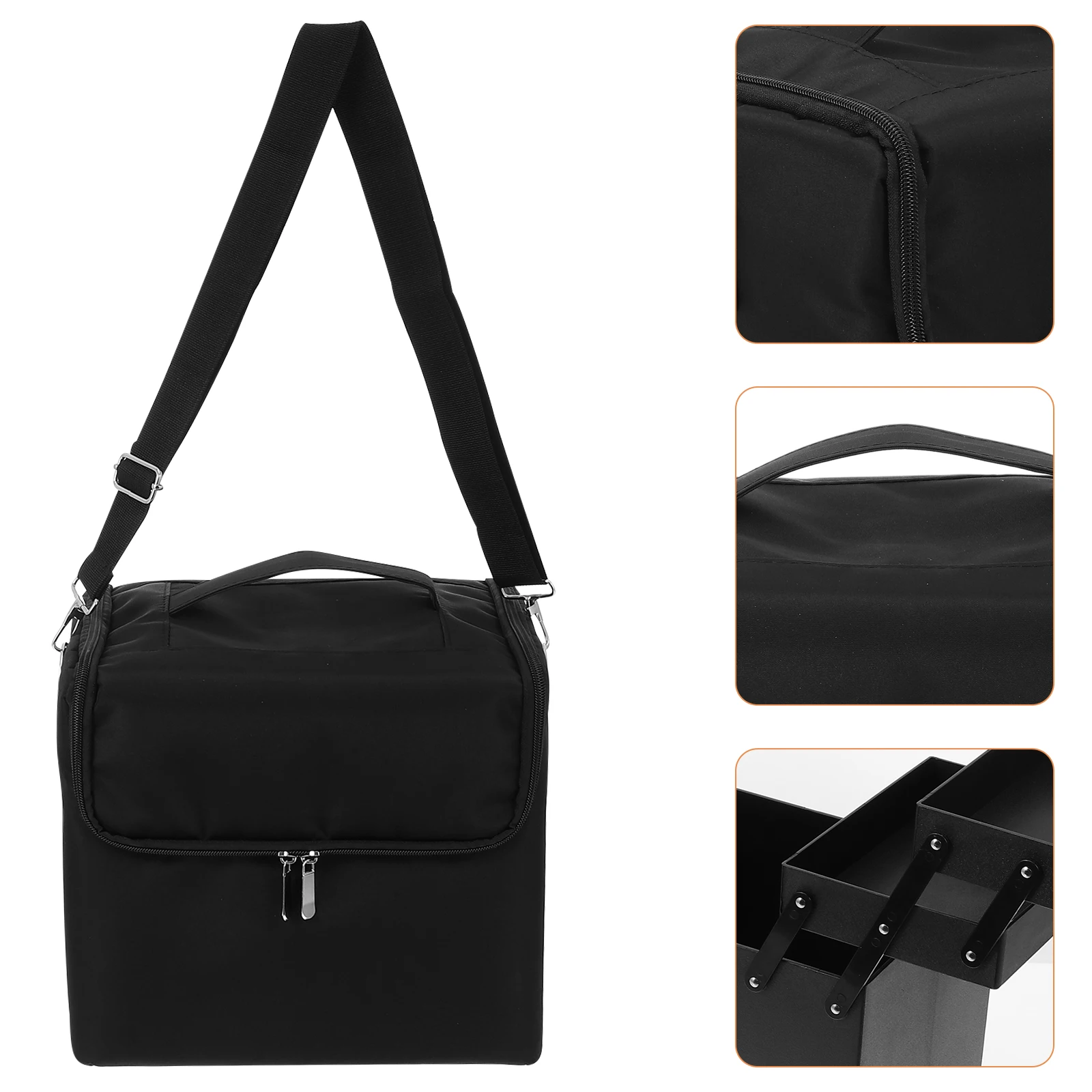 

Stylish Large Capacity Waterproof Plastic Oxford Fabric Makeup Bag ganizer Reinforced Handle Shoulder Strap Travel