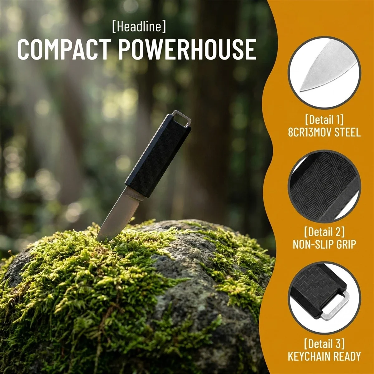 Hiking Camping Climbing Fixed Knife Fishing  Portable Outdoor Holiday Gift Stone-Washed Blade, Nylon Handle,