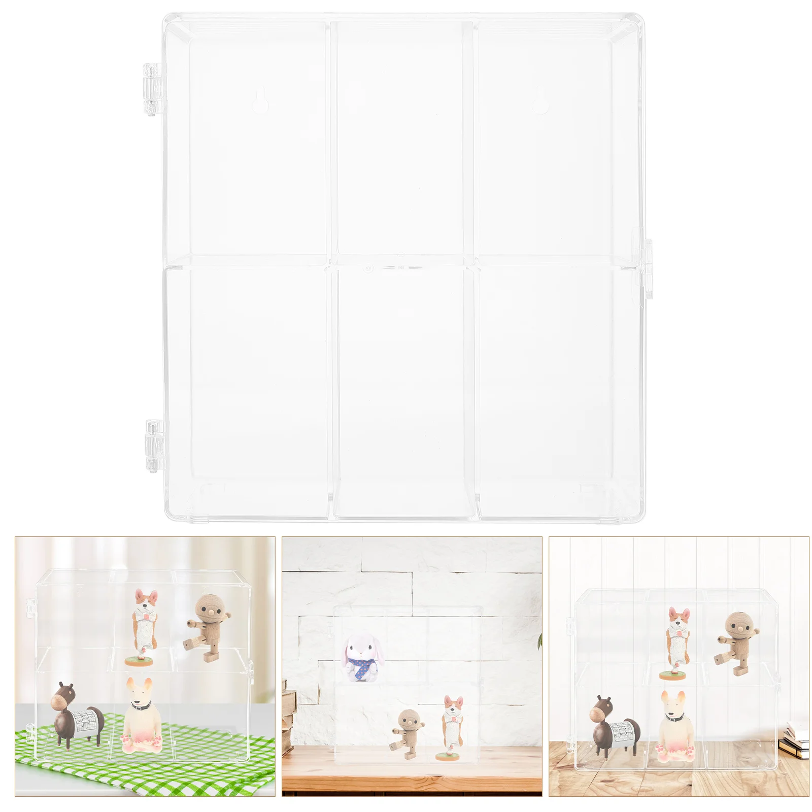 

2pcs Transparent Display Box Showcase Storage Case Acrylic Holder Desktop Organizer For Cartoon Figurines Collectibles Hand
