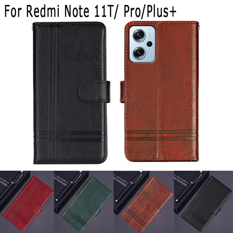 

New Phone Case for Redmi Note 11T Pro+ Flip Leather Wallet Protective Etui Book Cover on Redmi Note 11 T Pro Plus Case Bag Funda