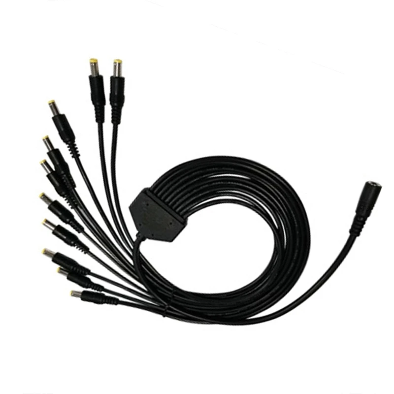 divisor energia 5.5mm 2.5mm plugue fêmea para 2/3/4/5/8/10 adaptador conector divisor macho para câmera