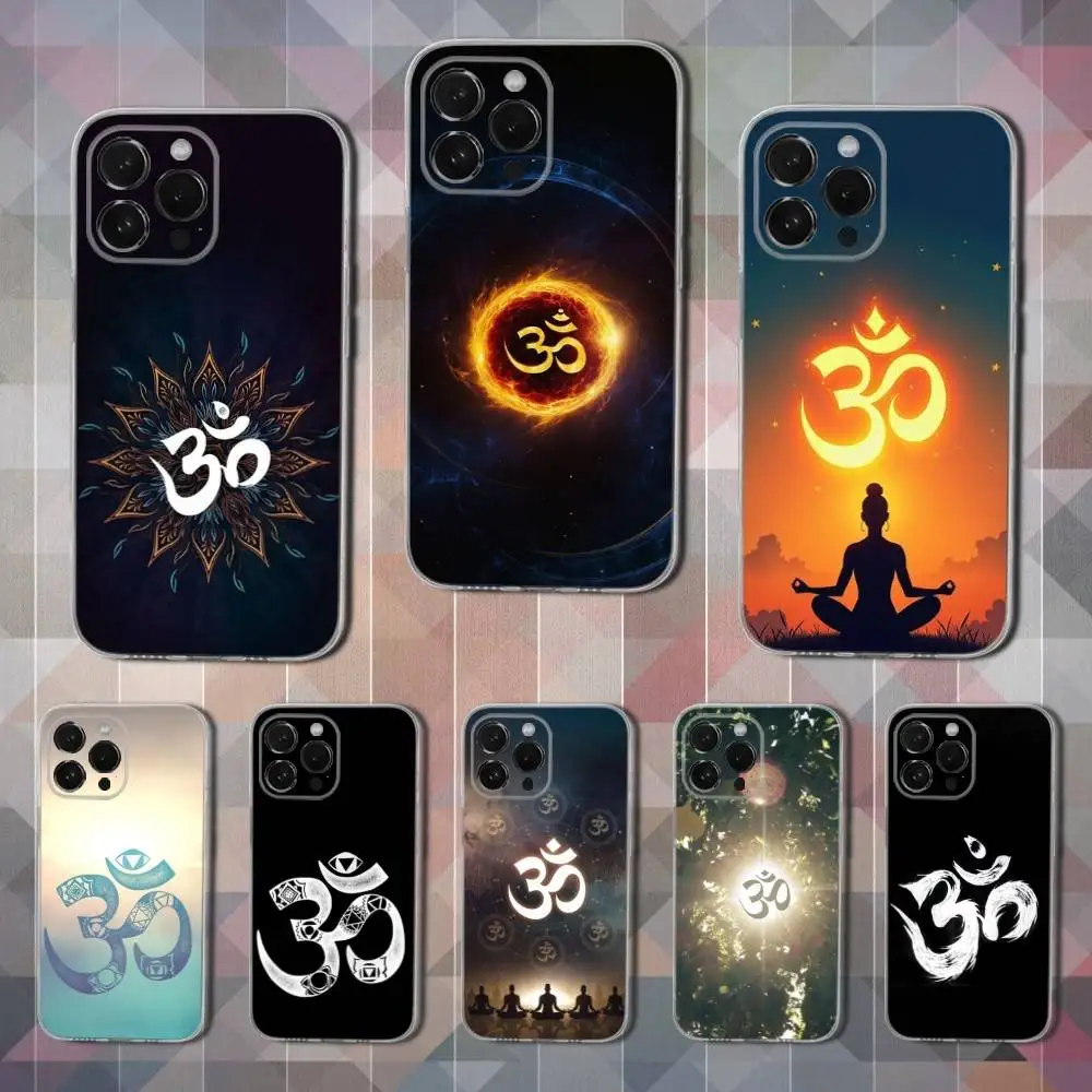 

India A-Aum O-Om Yoga Phone Case For iPhone 16,15,14,13,12,11,17 Pro,Max,Plus,X,XS,XR,SE,Mini Transparent Soft Cover