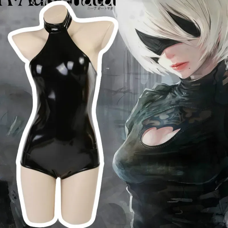 Cos NieR Automata YoRHa No. 2 Type B Cosplay Costume Heroine latex Garments Paint Fur 2B Jumpsuits Leather Sexy Tight Cothes