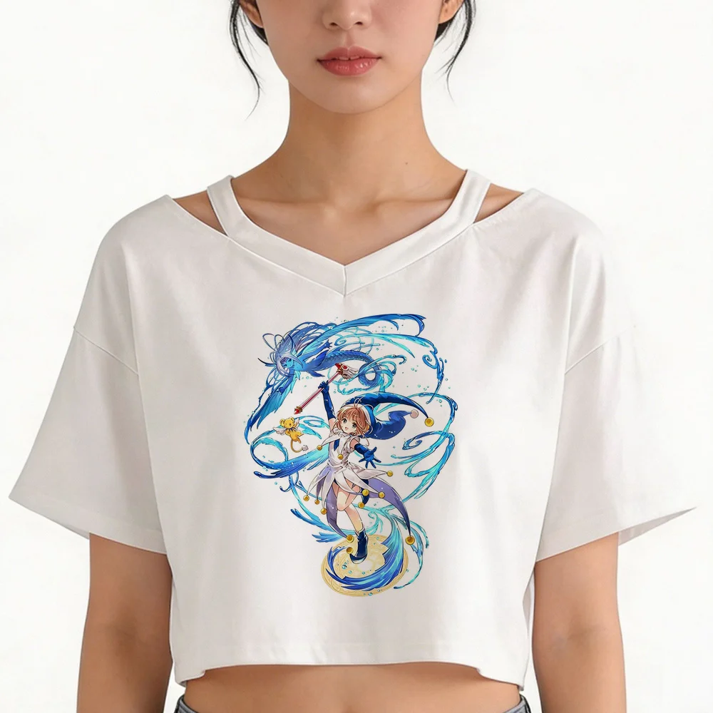 Cardcaptor Sakura cropped top ladies goth scene  vintage t shirt summer party graphic manga funny