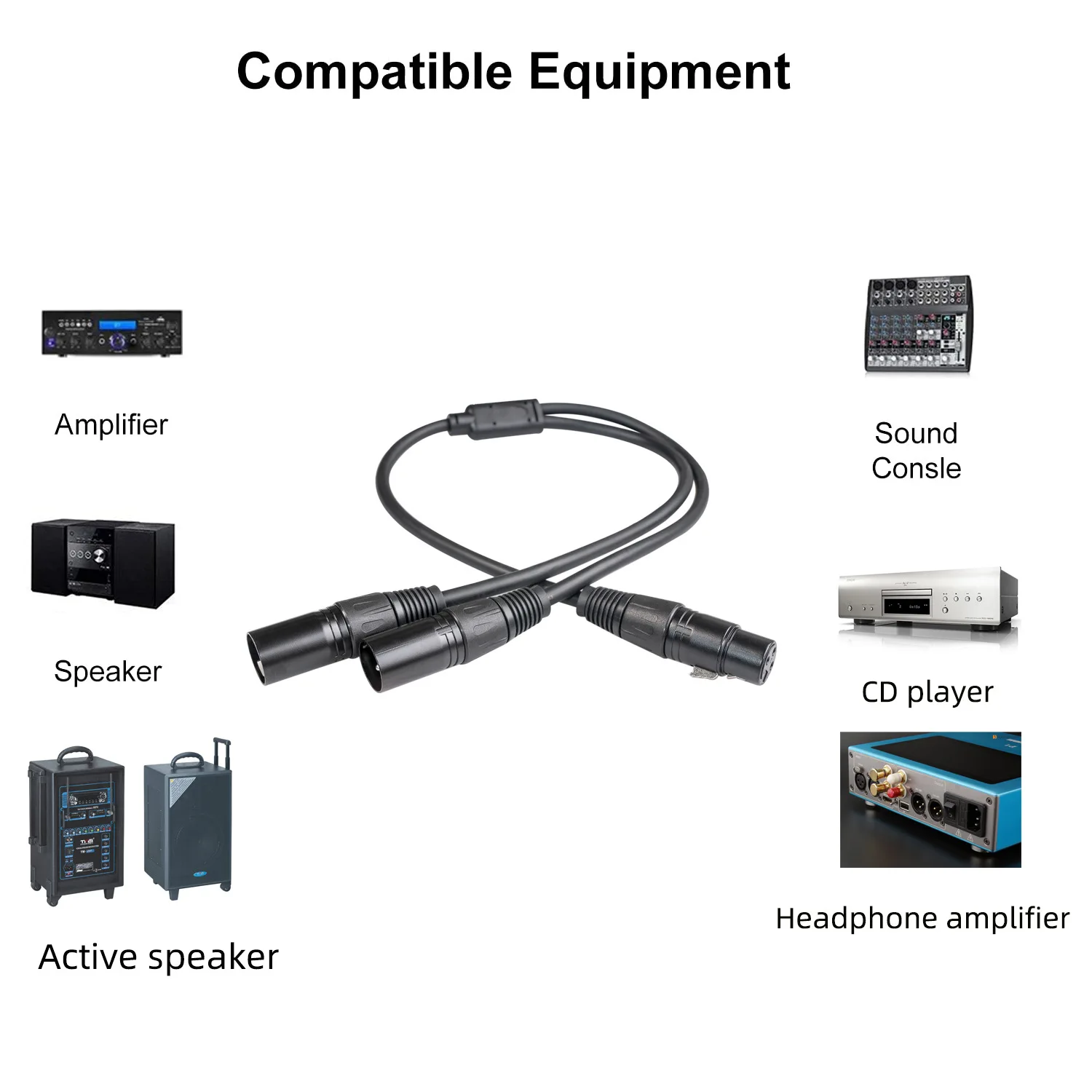 XLR Male to Female Connector One to Two 3Pin 50cm Splitter Cable Converter for Stage Light Moving Head DJ Party Lights