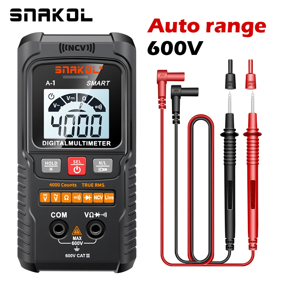 Imagem -06 - Mini Multímetro Digital ac dc Ncv Inteligente Multímetro Testador Ohm Medidor de Tensão 4000 Contagem Faixa Automática Profissional Eletricista Tester