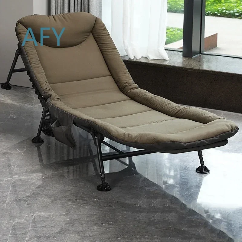 Simple Adjustable Portable Recliner Foldable Outdoor Sun Lounger Lounge Chair for Office Lunch Break Folding Bed Breathable
