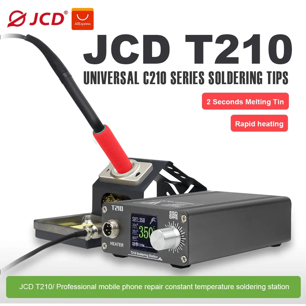 

JCD T210B Soldering Station 75W Soldering Iron 2S Melting Tin Rapid Warming LED Digital Display for Phone Welding Repair Tools