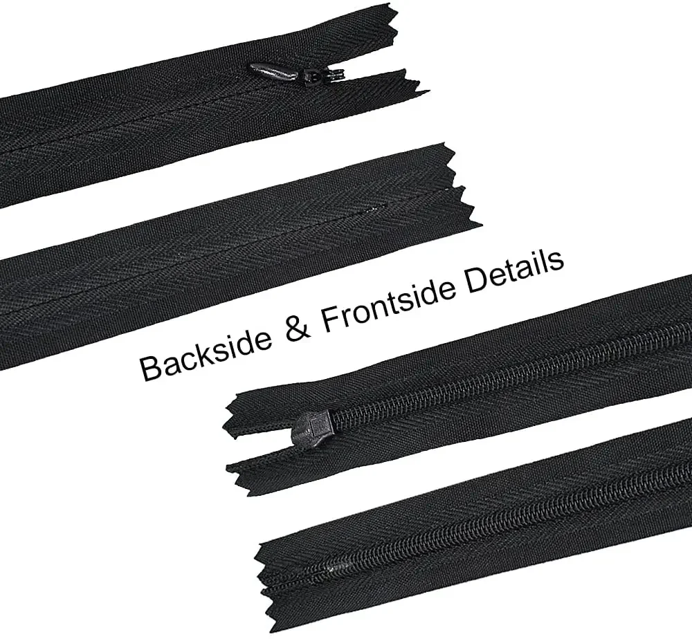 10Pcs 3# 6Inch-24 Inch (15cm-60cm) Invisible Zippers Black White Nylon Coil Zipper Tailor For Handcraft Sewing Cloth Accessorie