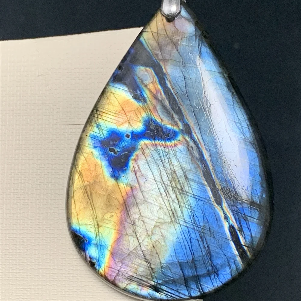 Stunning Colorful Natural Rainbow Labradorite Pendants Women Fabulous Orange Yellow Blue Purple Light Labradorite Beads Charming