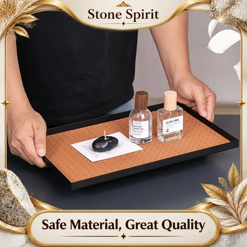 【Premium】Ahunderjiaz-Luxury Leather Tray, Multi-purpose Desktop, Handmade Trays, Home Entrance Decoration