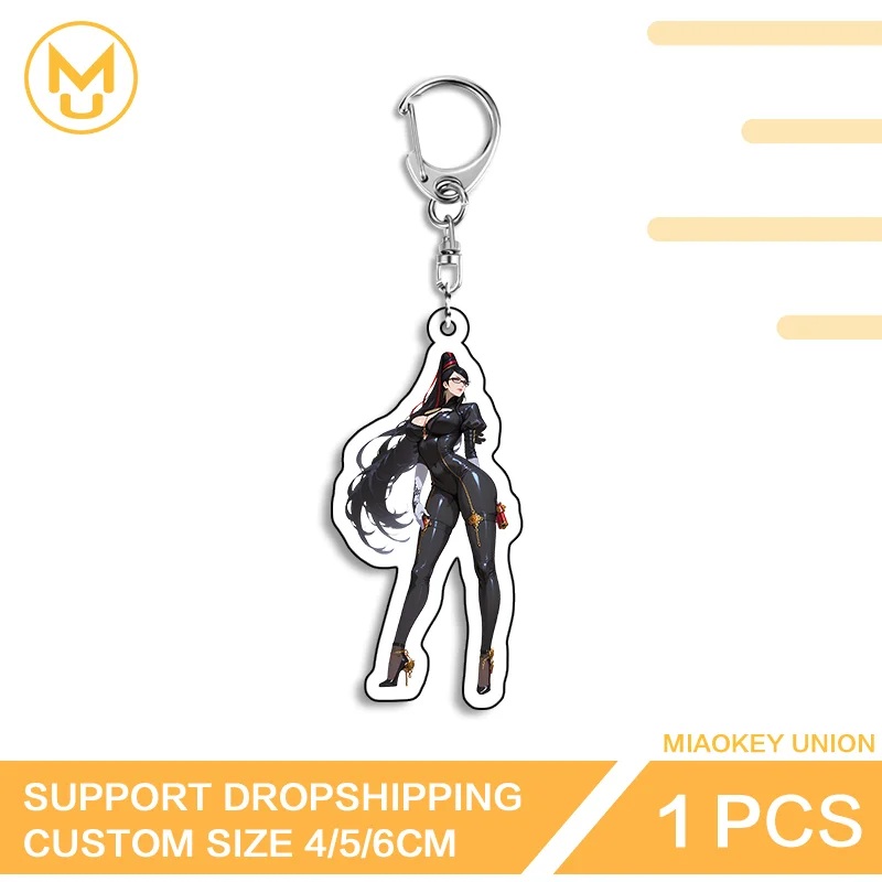 Sexy Bayonetta Fashion Standing Posture Enchanting Double Sided Acrylic Key Chains Transparent Anime Jewelry Accessories Gifts