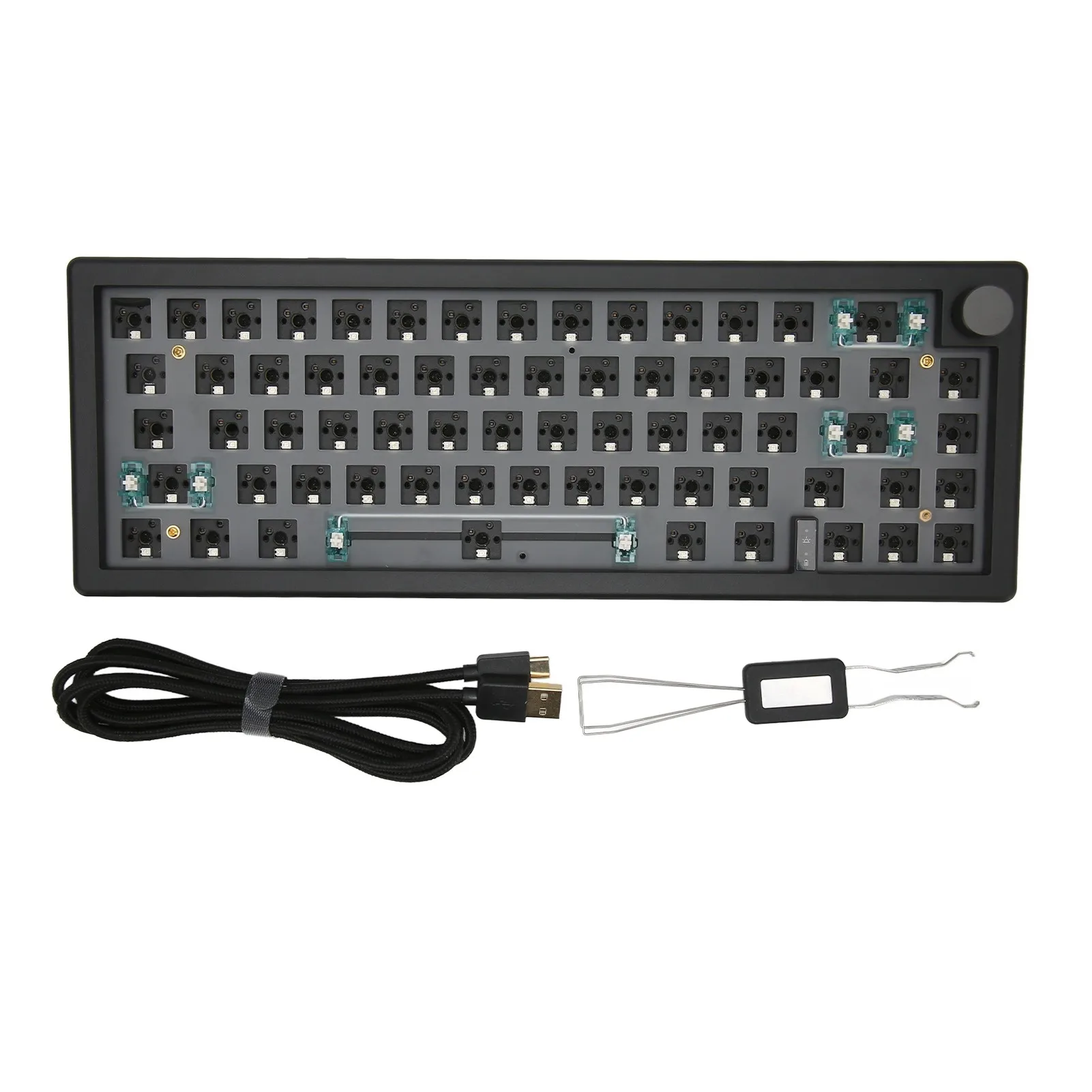 67 Keys DIY Mechanical Keyboard Kit with RGB Knob Wireless 2.4G Bluetooth 5.0 Type C Wired Hot Swappable Barebones Keyboard