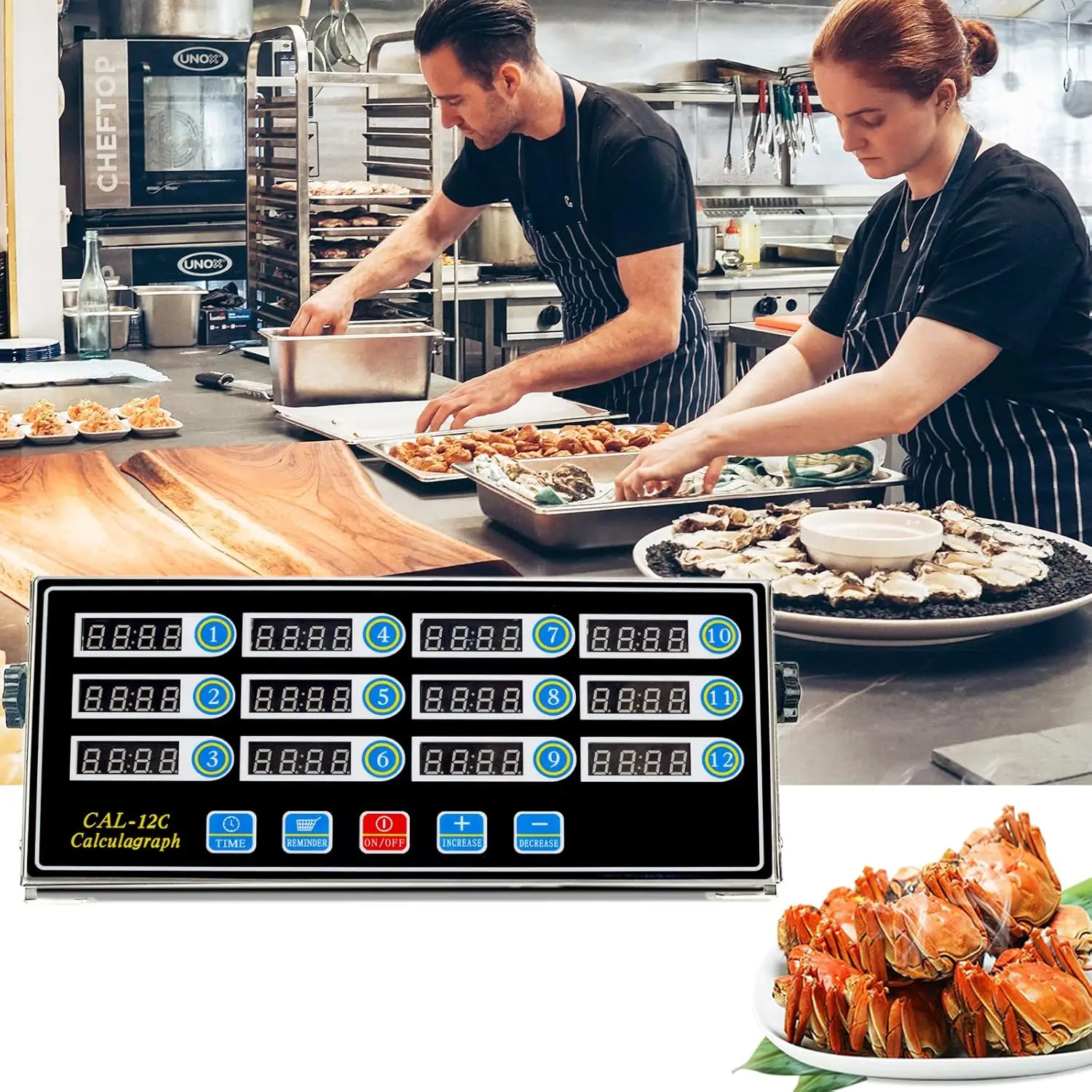 Kitchen Commercial Stainless Steel Digital Display Key Intelligent Blue Eight-Channel Automatic Countdown Timer Reminder Timer