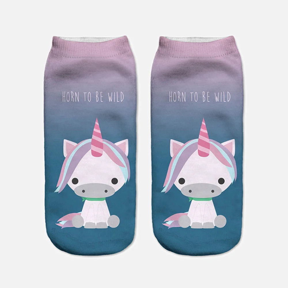 Harajuku 3D Druck Einhorn Frauen Kawaii Ankle Licorne Chaussette Femme Calcetines Mujer Nette Kunst Socken Unisex – Detail 18