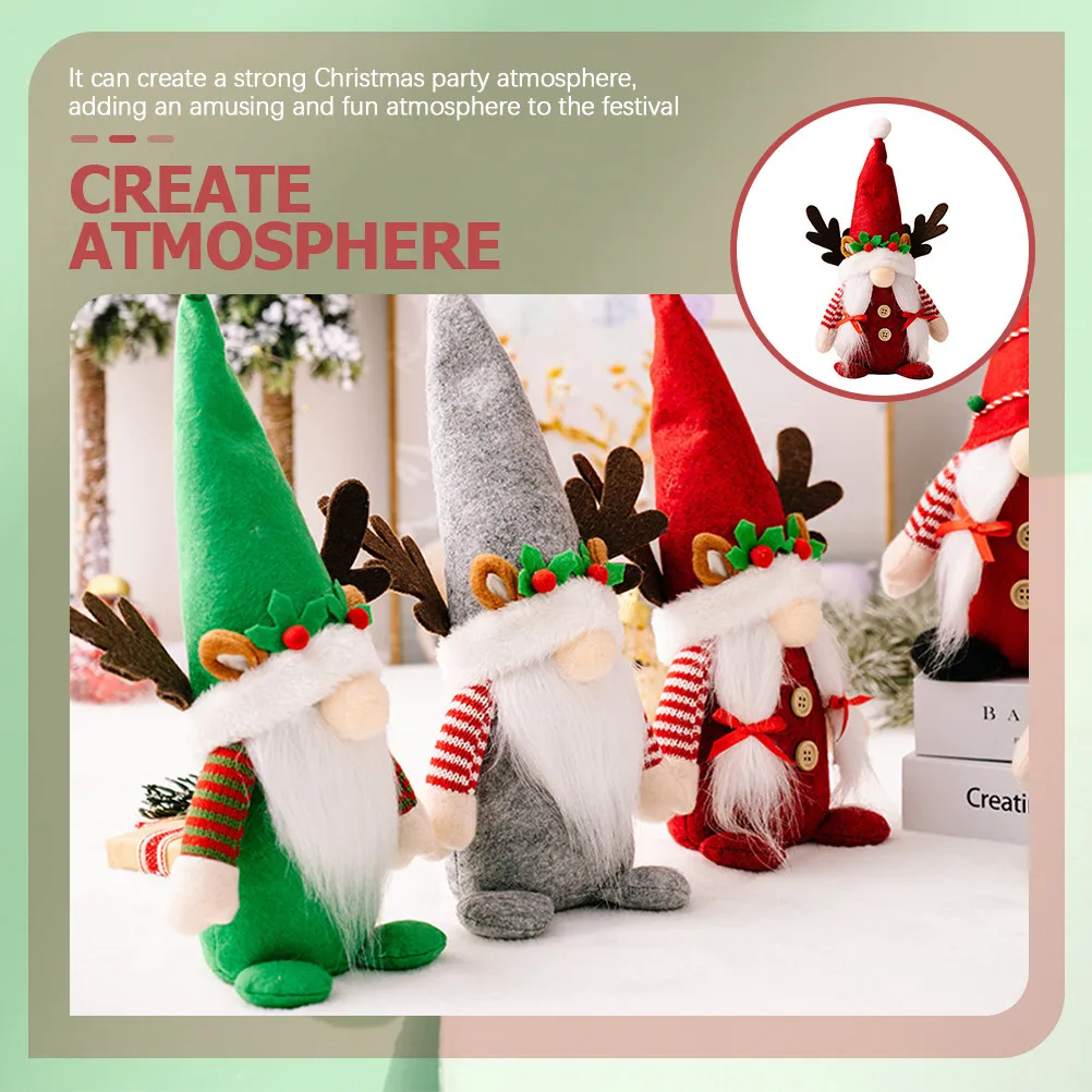 

Рождественский гном-украшение: Декоративная фигурка Рудольфа в шапке, праздничный центральный элемент для стола, новогодний декор