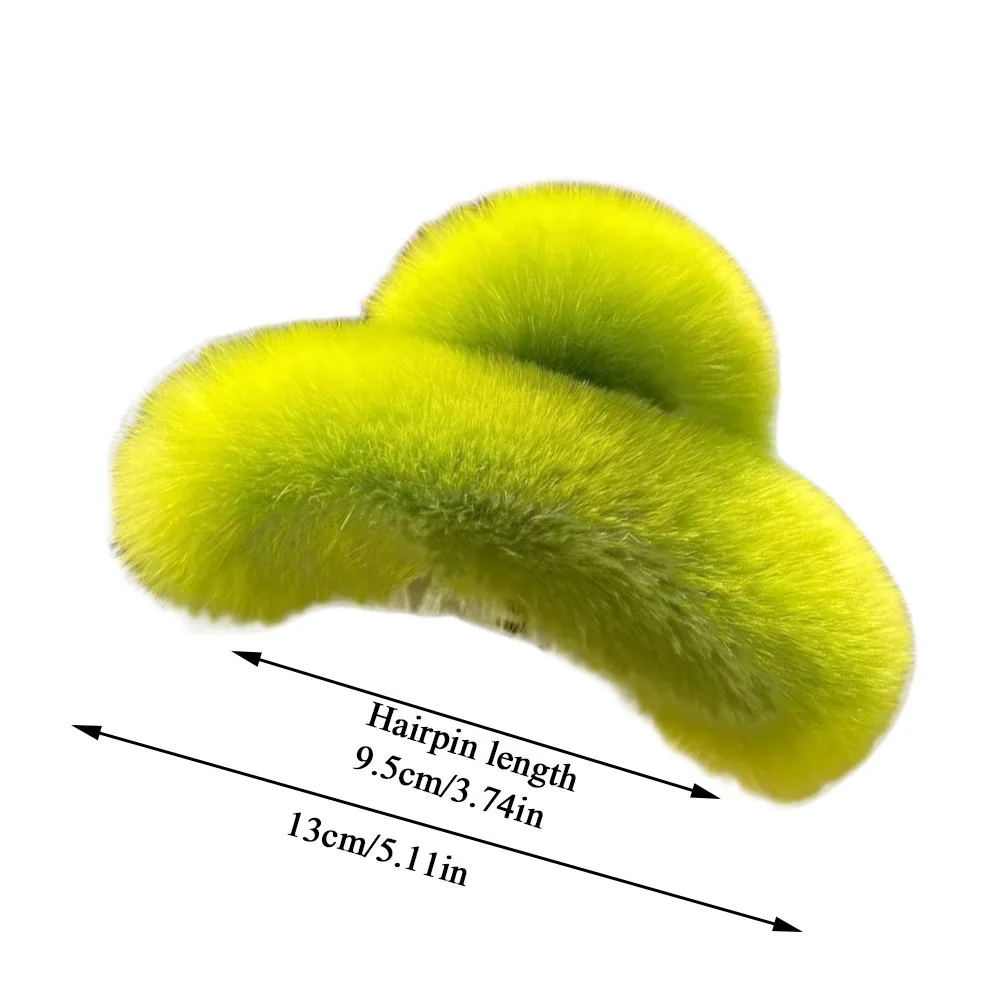 Extra Large Hairy Hair Clip Cute Plush Headwear Winter Warm Ponytail Hair Claw Rabbit Fur Shark Clip Faux Fur Grip Soft Girls