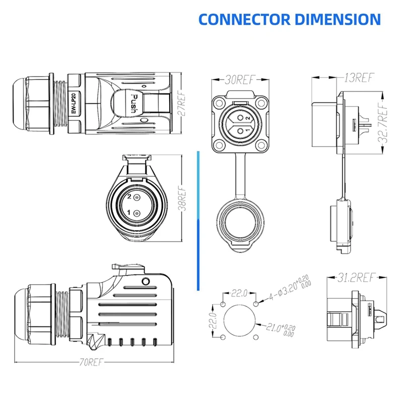 Connettore impermeabile industriale Connettore circolare a innesto rapido IP68 Connettore a guscio anti-interferenza