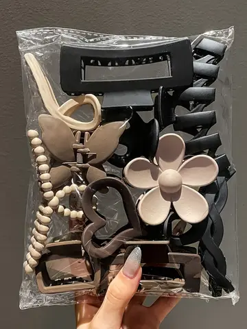 11pcs Women's High-end Frosted Clip Set Women's Back Head Hair Shark Clip Headwear