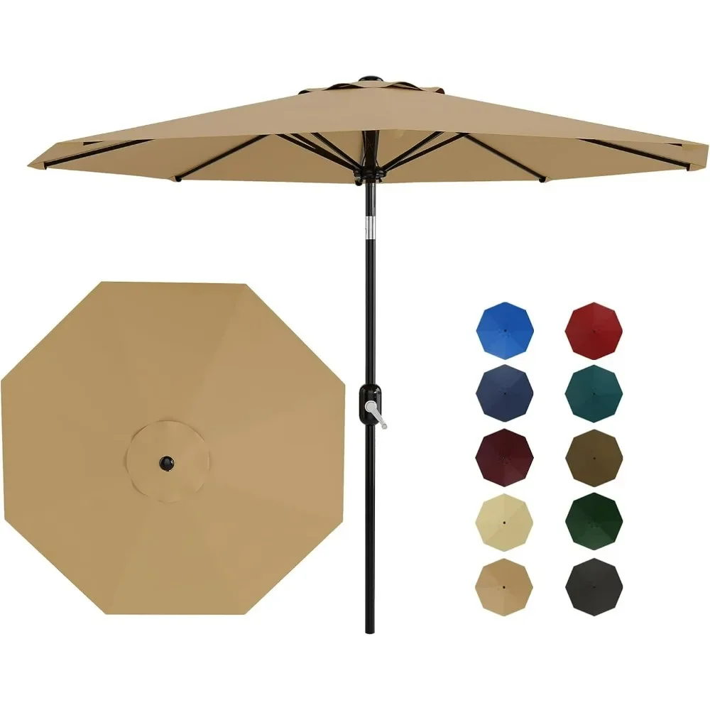 

9Ft Patio Umbrella, 8 Sturdy Ribs Outdoor Table Umbrella with Crank Lift & Push Button Tilt, Market Umbrella for Pool, Yard