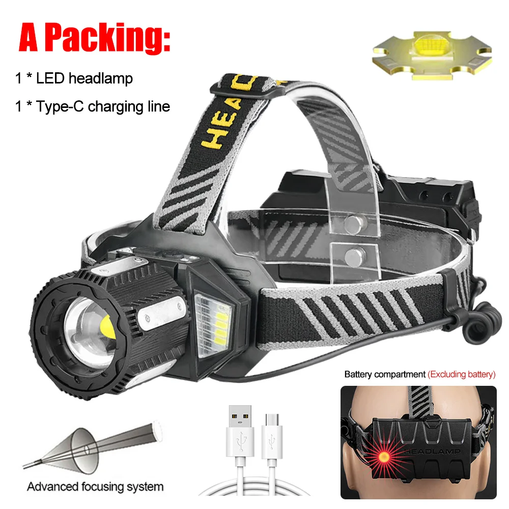 LED Headlamp Headlight with Built-in Battery Flashlight USB Rechargeable IPX4 Head Lamp Torch Head Light Lantern Headlamp