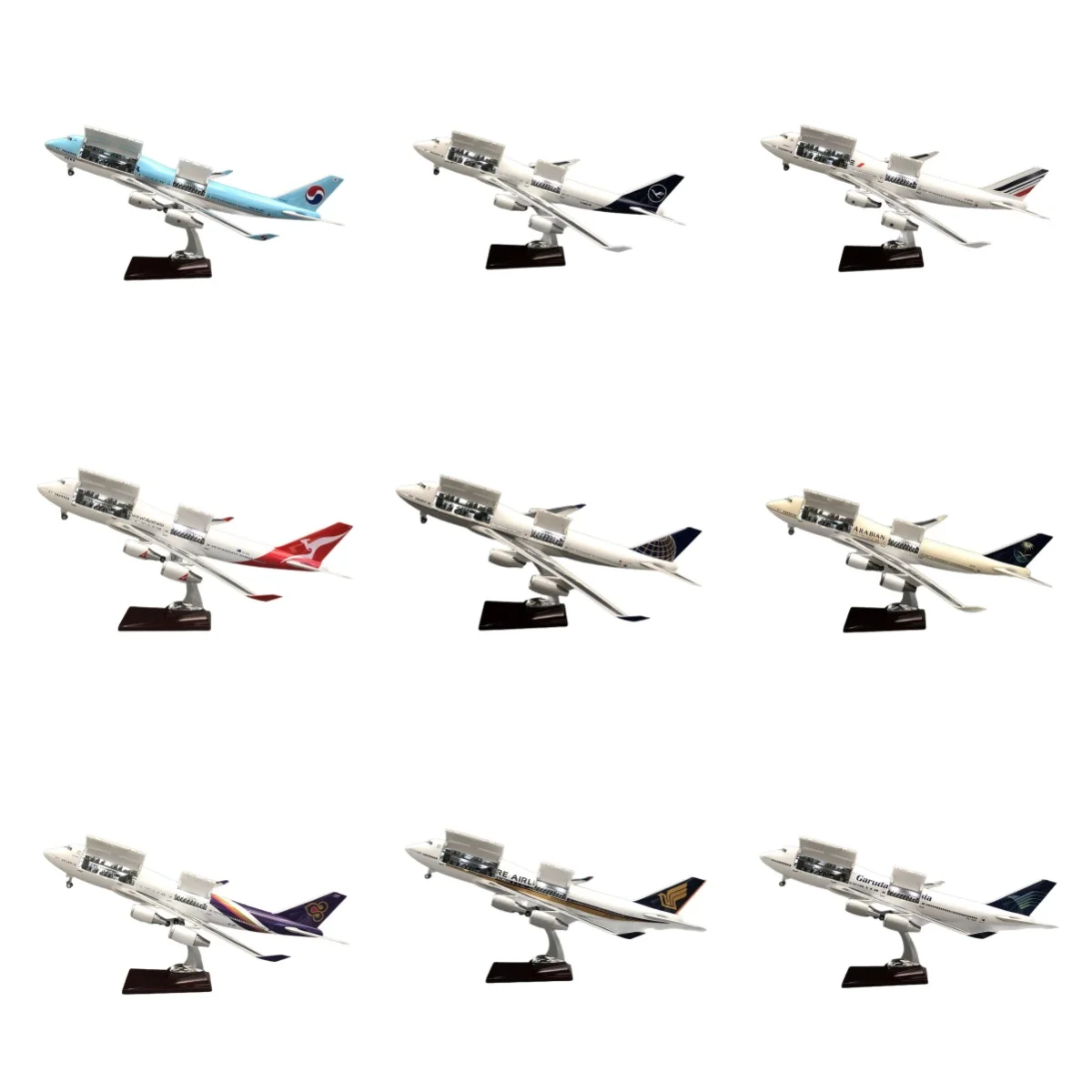 47CM Scale Airplanes b747 series Cabin Door Openable Plastic model plane with Landing Gear Wheels For Collection gift