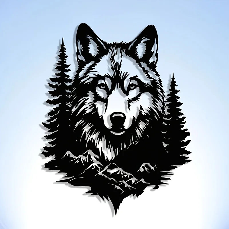 Modern Forest Wolf Metal Wall Art Living Room Decor - view 5