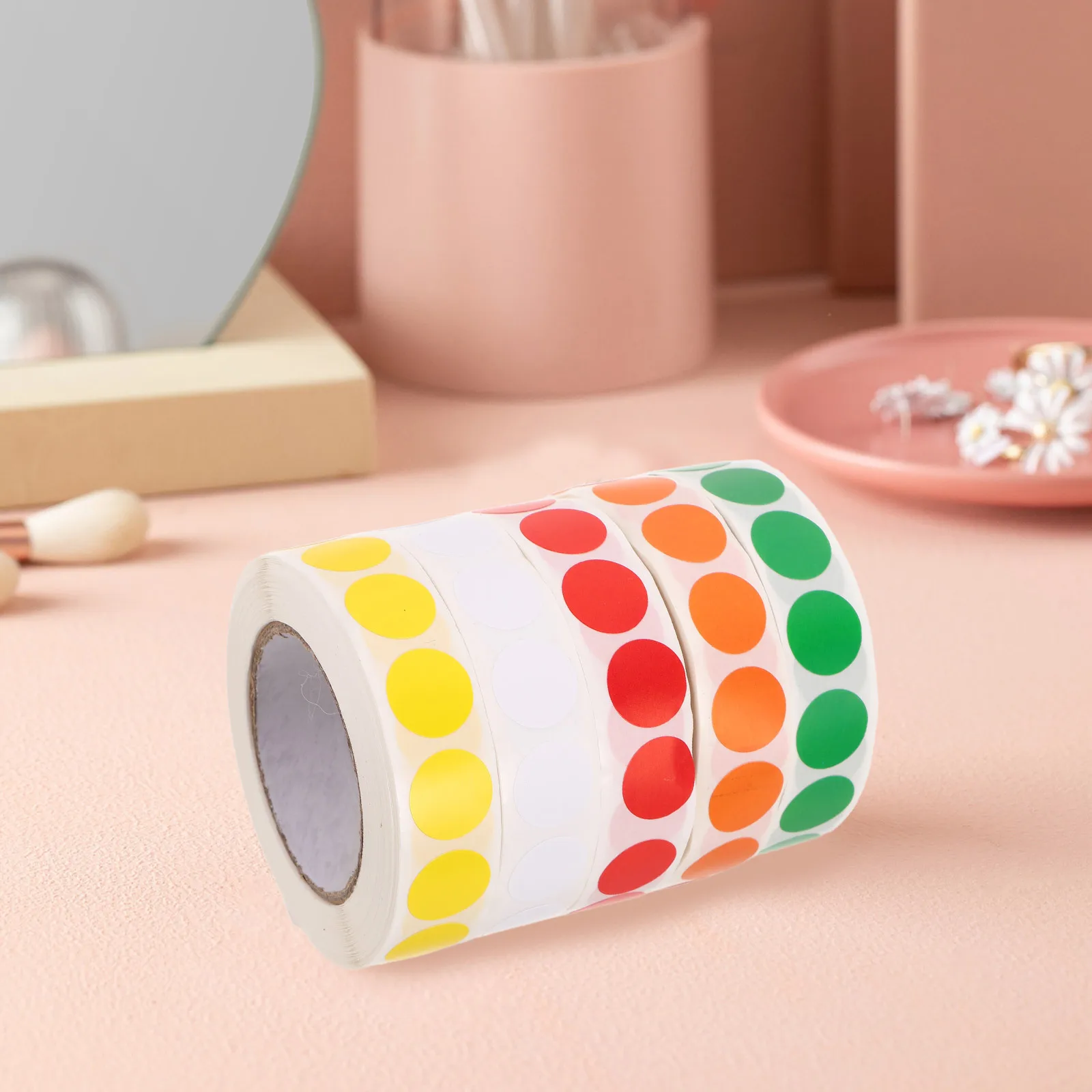 5 rotoli di etichette di codifica colorate adesivi a punti rotondi etichette vuote autoadesive per l'organizzazione dell'inventario dell'ufficio fai da te etichetta adesiva