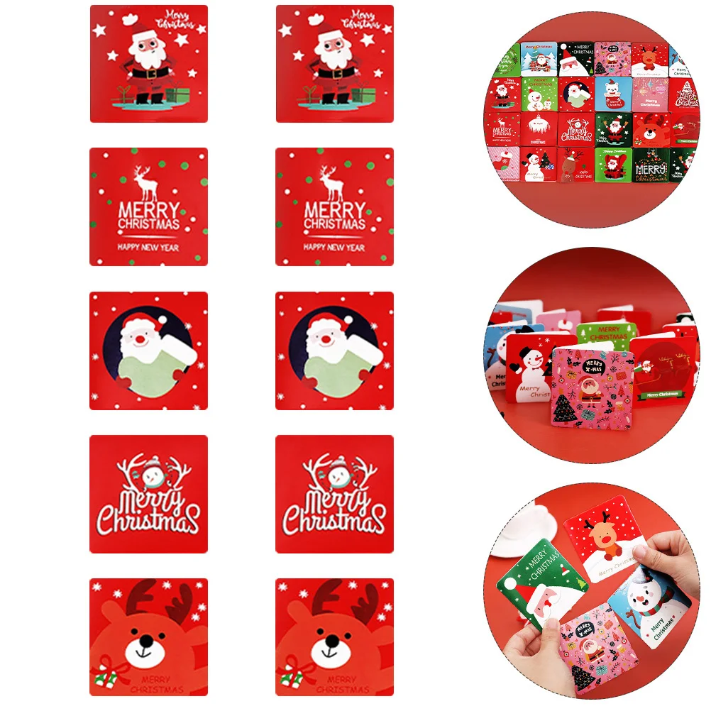 

15Pcs Christmas Cards Paper Material DIY Holiday Greeting Cards Xmas Themed Souvenir Blessing Postcards