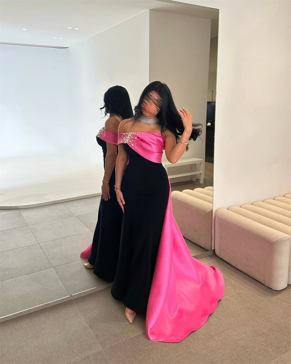 

2023 فستان سهرهProm Dresses Fashion High Collar Cap Sleeve Sheath Party Dress Floor Length Open Back Formal Evening Gowns