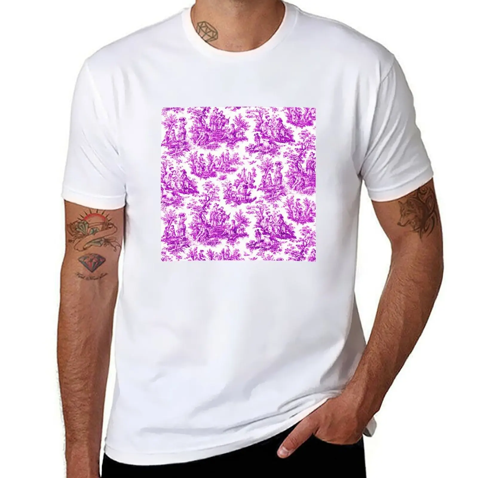 

- Lilac Artsy quality high NOMADES Toile shirts / man casual Jouy de men for cotton t Purple shirts t T-Shirt vintage