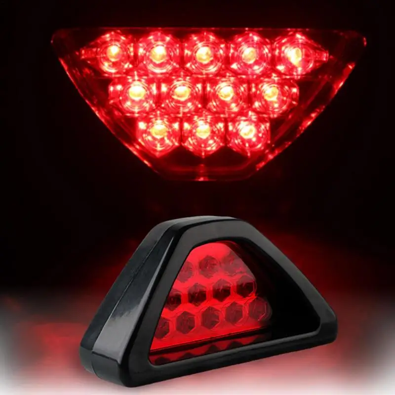 Tail Third Brake Lamp Flicker Stop Signal Light F1 Style 12V Triangle Sporty Rear Bumper Pilot Light Universal Car Accessories