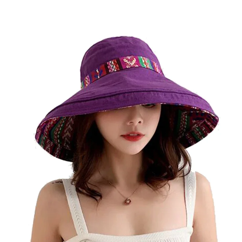 Double sided Fashion Pattern Bucket Hat Women Summer Cotton Breathable Bob Caps Outdoor Casual Dome Panama Sun hats