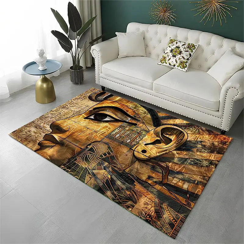 Retro Egyptian Mural Hieroglyphics Symbol Area Rug Non-slip Carpet for Bedroom Living Room Sofa Doormat Home Decor Floor Mat