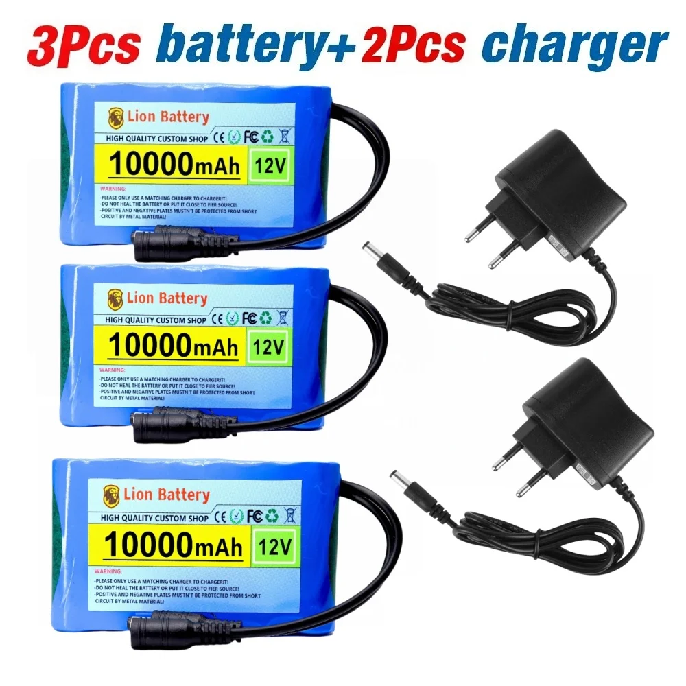 12V 10000mAh Lithium Battery Pack Capacity DC 12.6V 50Ah CCTV Camera Monitor,fishing Lights,xenon Lamp,loudspeakers with Charger