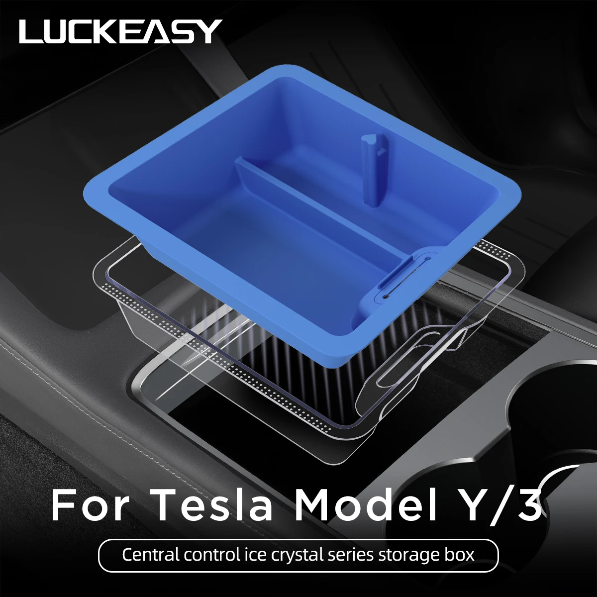 For Tesla Model 3 Model Y Central Control Storage Box Ice Crystal Style Armrest Organizer Sorting Case Car Box Accessories 2023