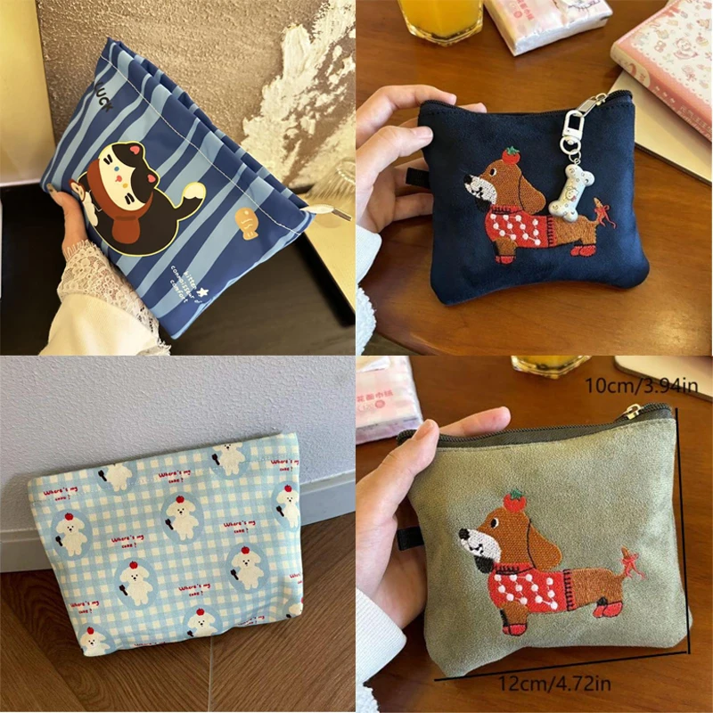 

Cute Cat & Dachshund Makeup Bag Portable Travel Organizer Cosmetic Pouch Kawaii Pet Series for Lipstick, Earphones,Sanitary Pads