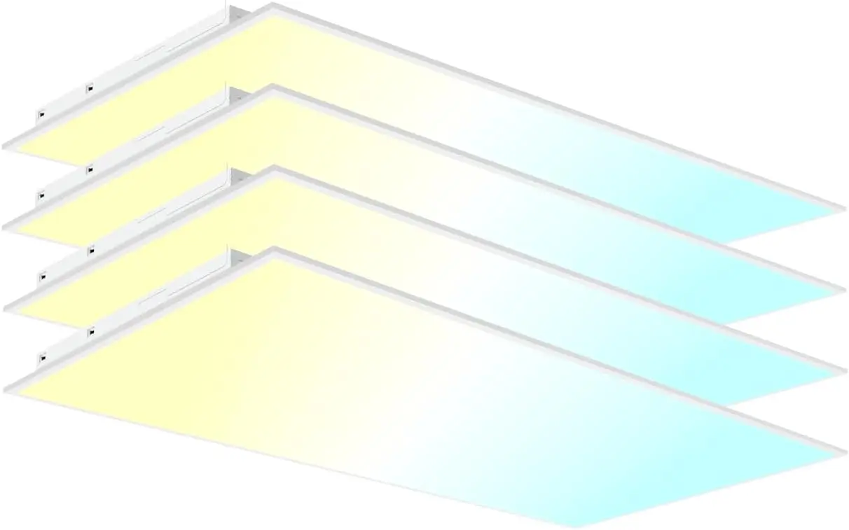 2x4 LED Flat Panel Light, 5 CCT Adjustable & Wattage Selectable Recessed Fixture for Office, ETL Listed (4 Pack)