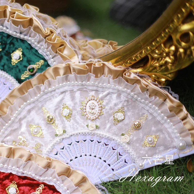 منقطع النظير كليوباترا السداسية الأصلي لوليتا اليدوية مخصص الروكوكو خمر سيدة مجمع العتيقة مروحة #3