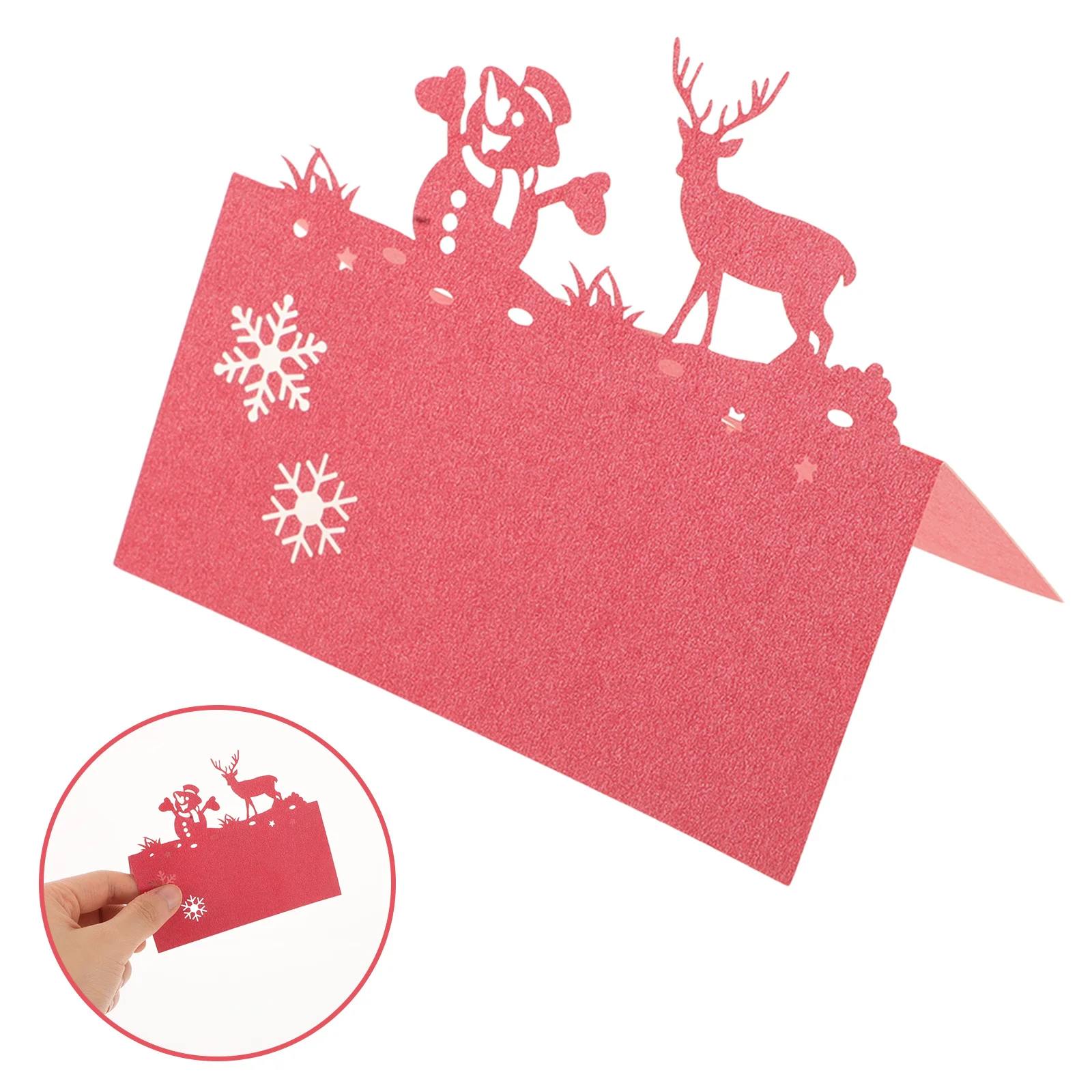 

50Pcs Christmas Table Cards Reindeer Snowman Pattern Intricately Cut Seating Cards for Dinner Party Organization