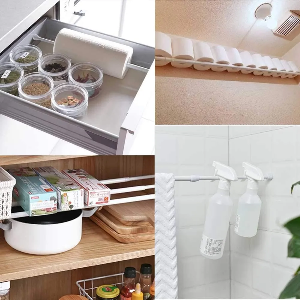 Adjustable Spring Tension Curtain Rod 28-43in, Heavy Duty Steel, No Drill, Non-Slip for Kitchen Bathroom view 4