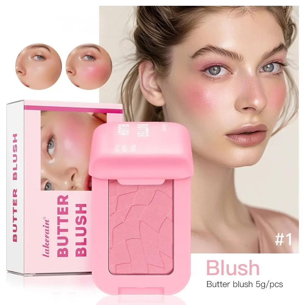 Creme de blush em pó com revestimento de veludo, impermeável, duradouro, altamente pigmentado, à prova de manchas, bochecha natural, manteiga nova