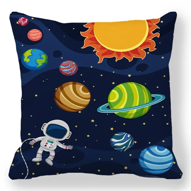 Cartoon Astronaut Pillowcase Universe Planets Pillows Case Decor Home Living Room Decoration Cushions for Bed Sofa Pillow Cover