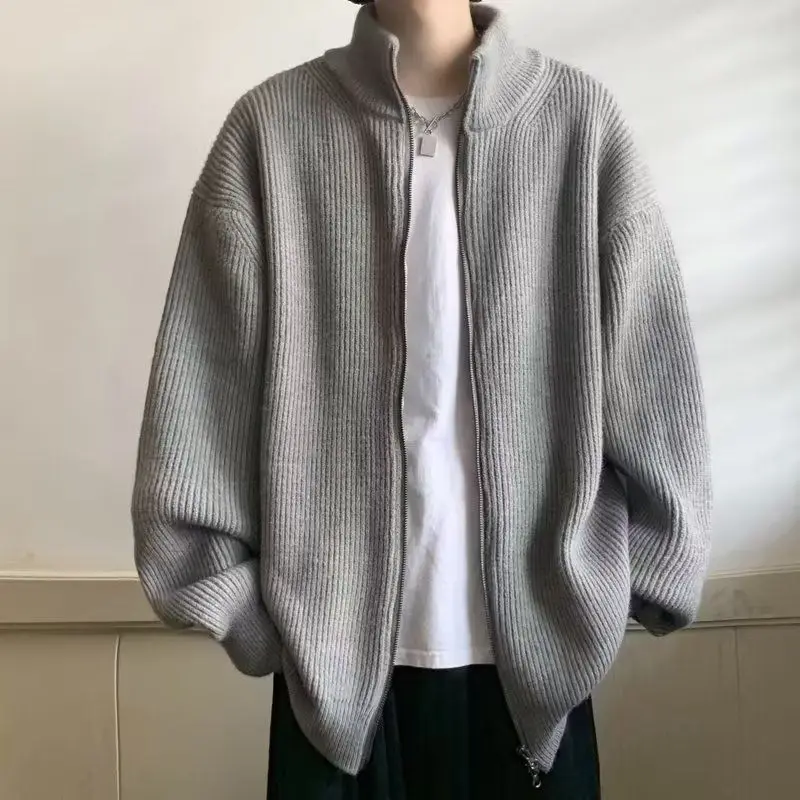 

Cardigan sweater for men in spring and autumn, Japanese retro, loose and lazy style, men's zipper thread jacket for outdoor wear